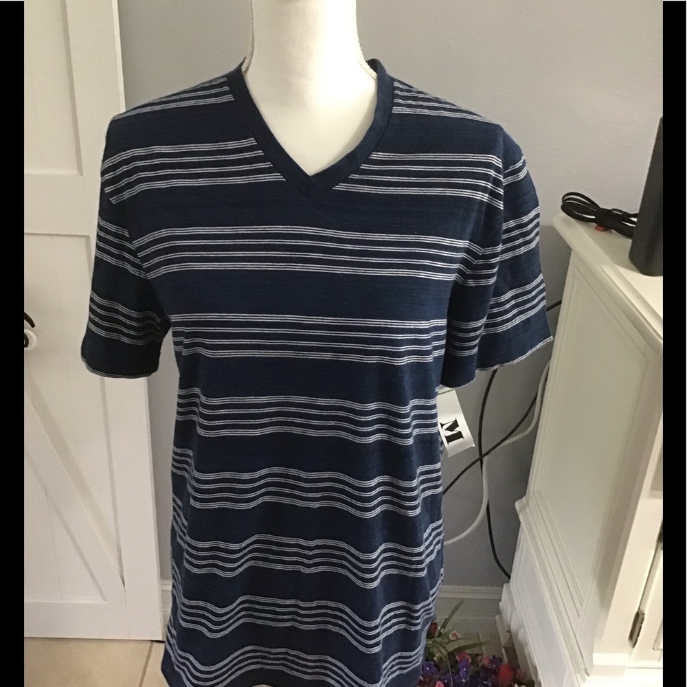 Old Navy blue white striped V-neck short sleeve tee. NWT